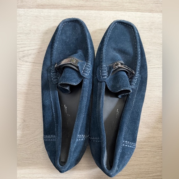 Salvatore Ferragamo Navy Suede Bit Loafers main image 2